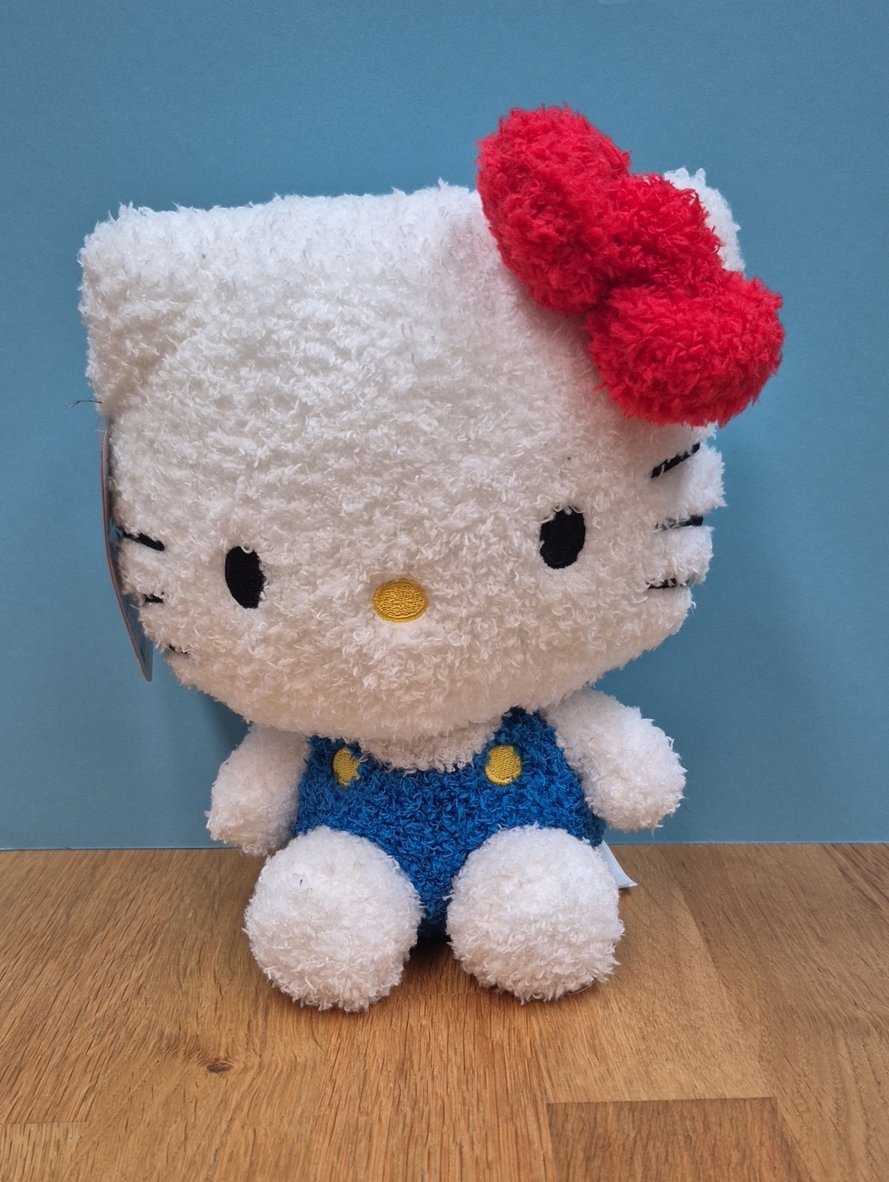 "Hello Kitty" Plush by Hello Kitty – White with Red Bow and Blue Outfit